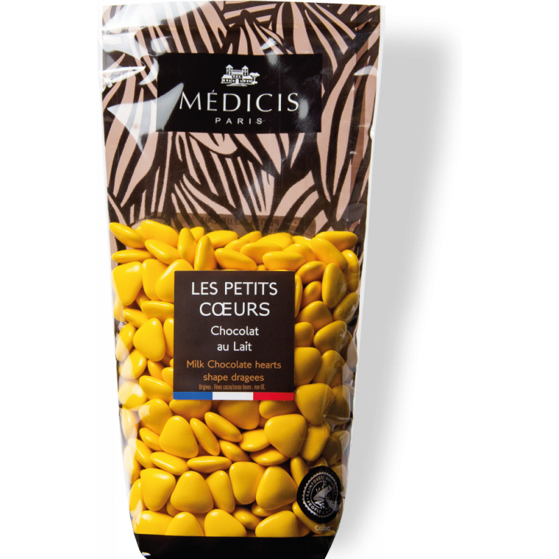 Sachet Dragées Petits coeurs Jaune d'Or 250 g